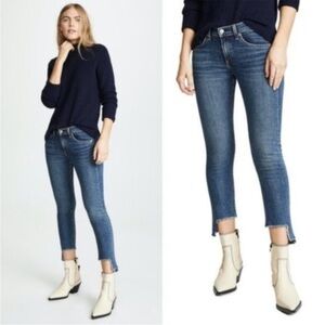 RAG & BONE 27 Cate Ankle Skinny Midrise jeans w/ slanted raw hem in Hampton EUC